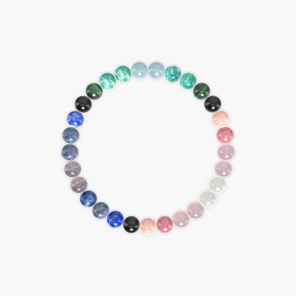 Rhodonite, Rose Quartz, Amazonite and more Gemstone Bracelet
