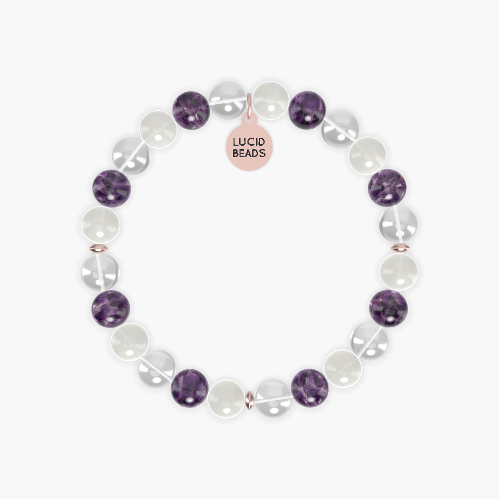 Crown Chakra - Clear Quartz, Amethyst and Moonstone Bracelet