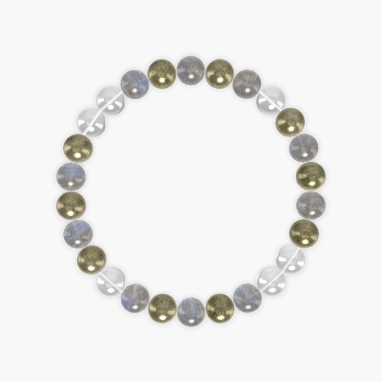Labradorite, Pyrite and Clear Quartz Bracelet