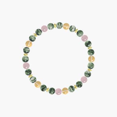 Moss Agate, Rose Quartz and Citrine Bracelet