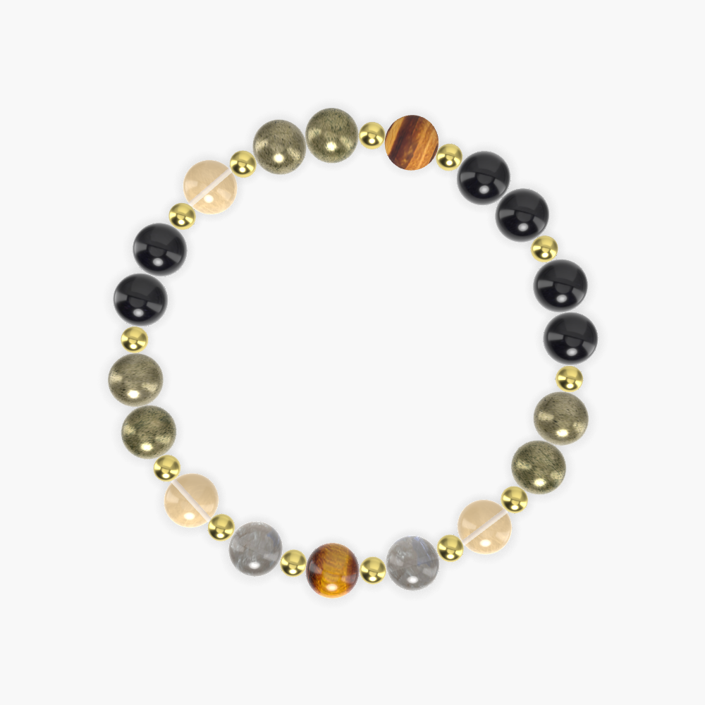 Pyrite, Black Obsidian, Citrine and more Gemstone Bracelet