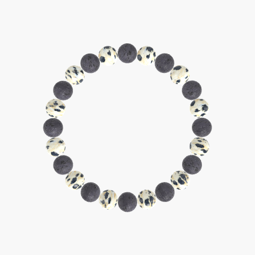 Lava Rock and Dalmatian Jasper Bracelet