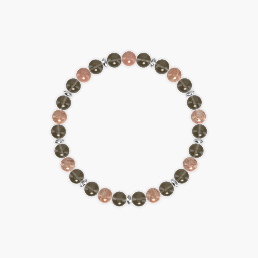 Smoky Quartz and Sunstone Bracelet
