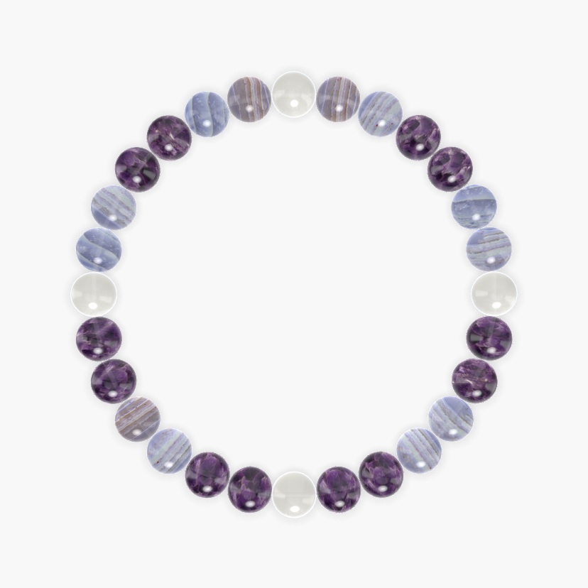 Amethyst, Blue Lace Agate and Moonstone Bracelet