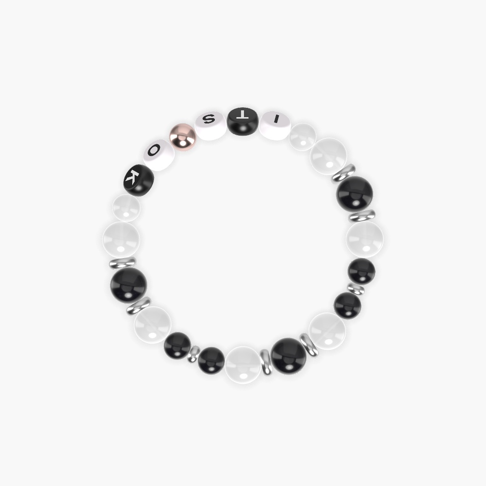 White Jade and Black Obsidian Bracelet