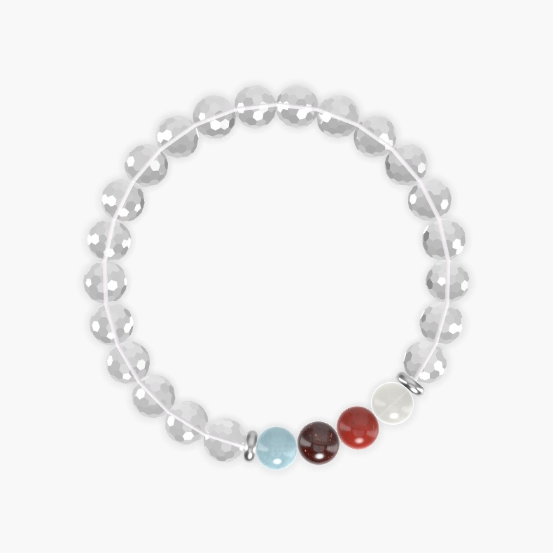 Clear Quartz, Aquamarine, Garnet and more Gemstone Bracelet