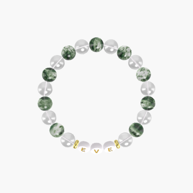 Clear Quartz and Moss Agate Bracelet