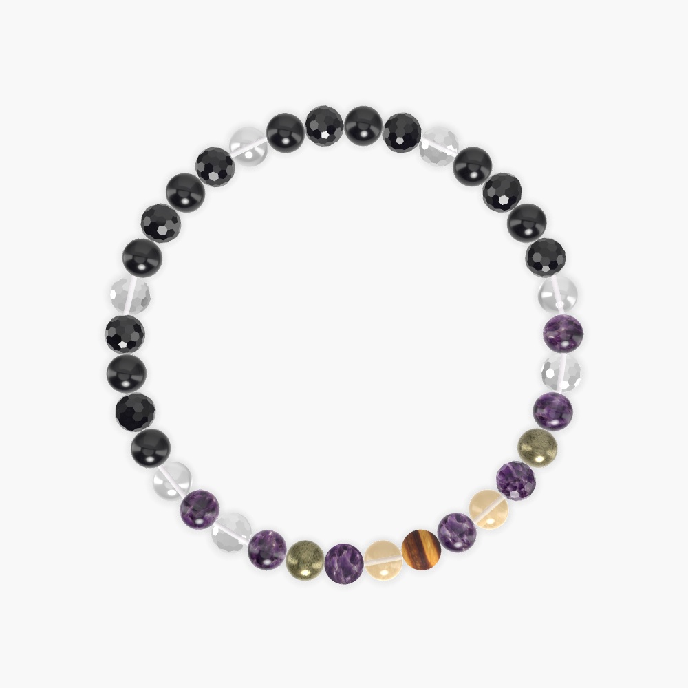 Black Tourmaline, Amethyst, Clear Quartz and more Gemstone Bracelet