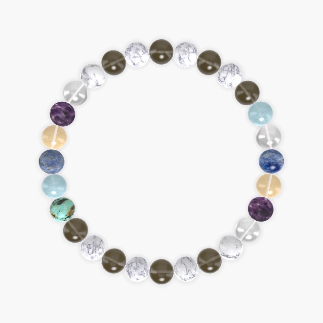 Smoky Quartz, Howlite, Clear Quartz and more Gemstone Bracelet