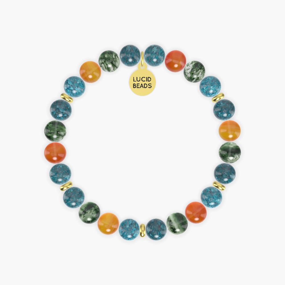 Apatite, Moss Agate and Carnelian Bracelet