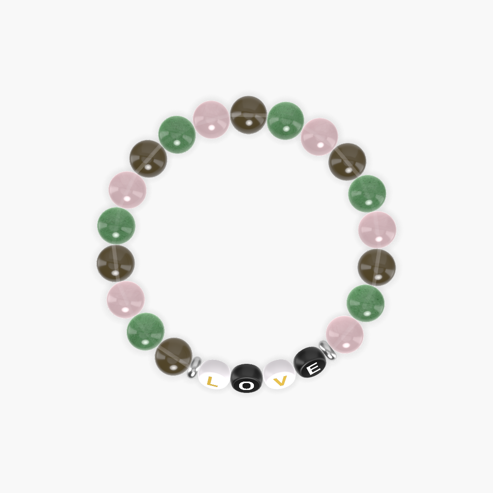 Rose Quartz, Aventurine and Smoky Quartz Bracelet