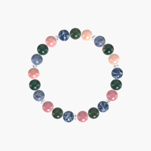 Rhodonite, Bloodstone and Sodalite Bracelet