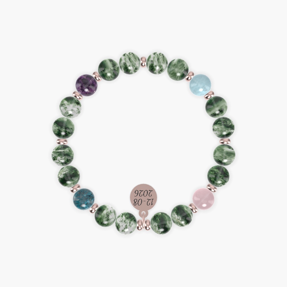 Moss Agate, Rose Quartz, Aquamarine and more Gemstone Bracelet