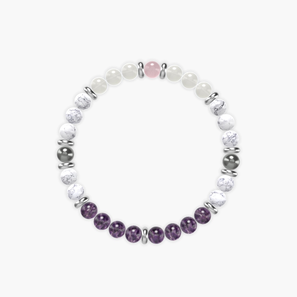 Howlite, Amethyst, Moonstone and more Gemstone Bracelet