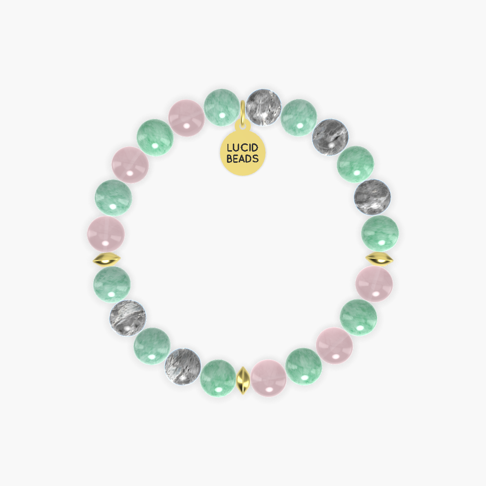 Green Jade, Rose Quartz and Labradorite Bracelet