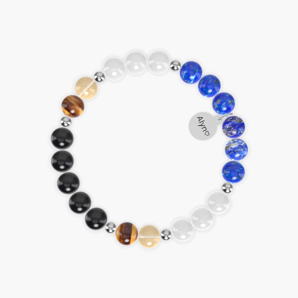 White Jade, Lapis Lazuli, Black Obsidian and more Gemstone Bracelet