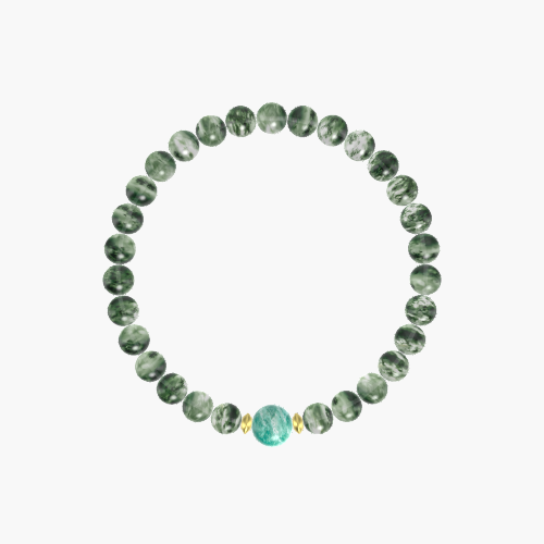 Moss Agate and Amazonite Bracelet