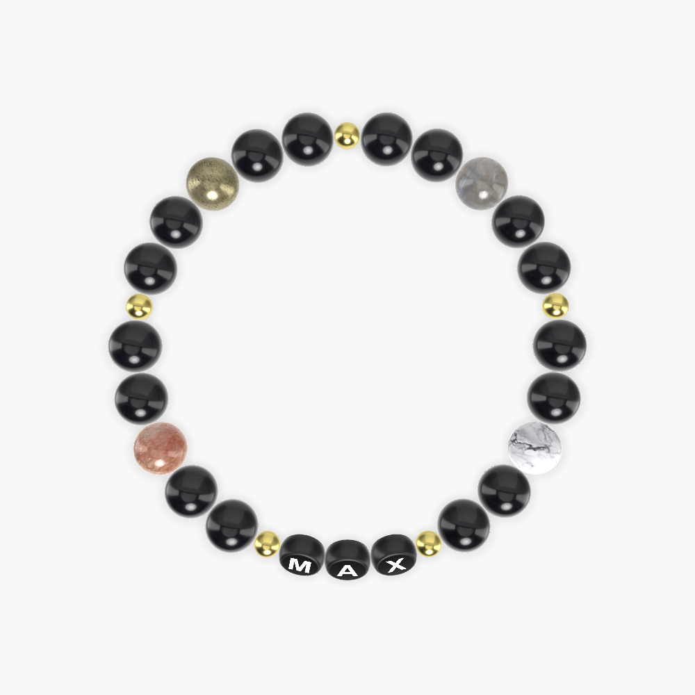 Black Obsidian, Howlite, Labradorite and more Gemstone Bracelet
