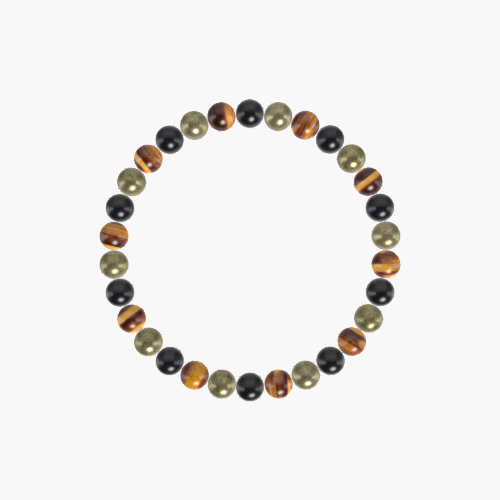 Black Obsidian, Tiger Eye and Pyrite Bracelet
