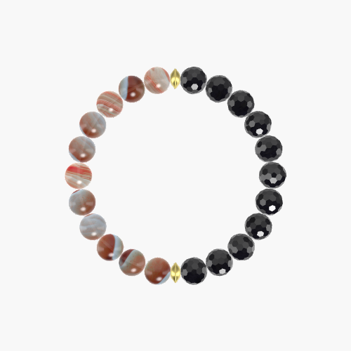 Black Tourmaline and Sardonyx Bracelet