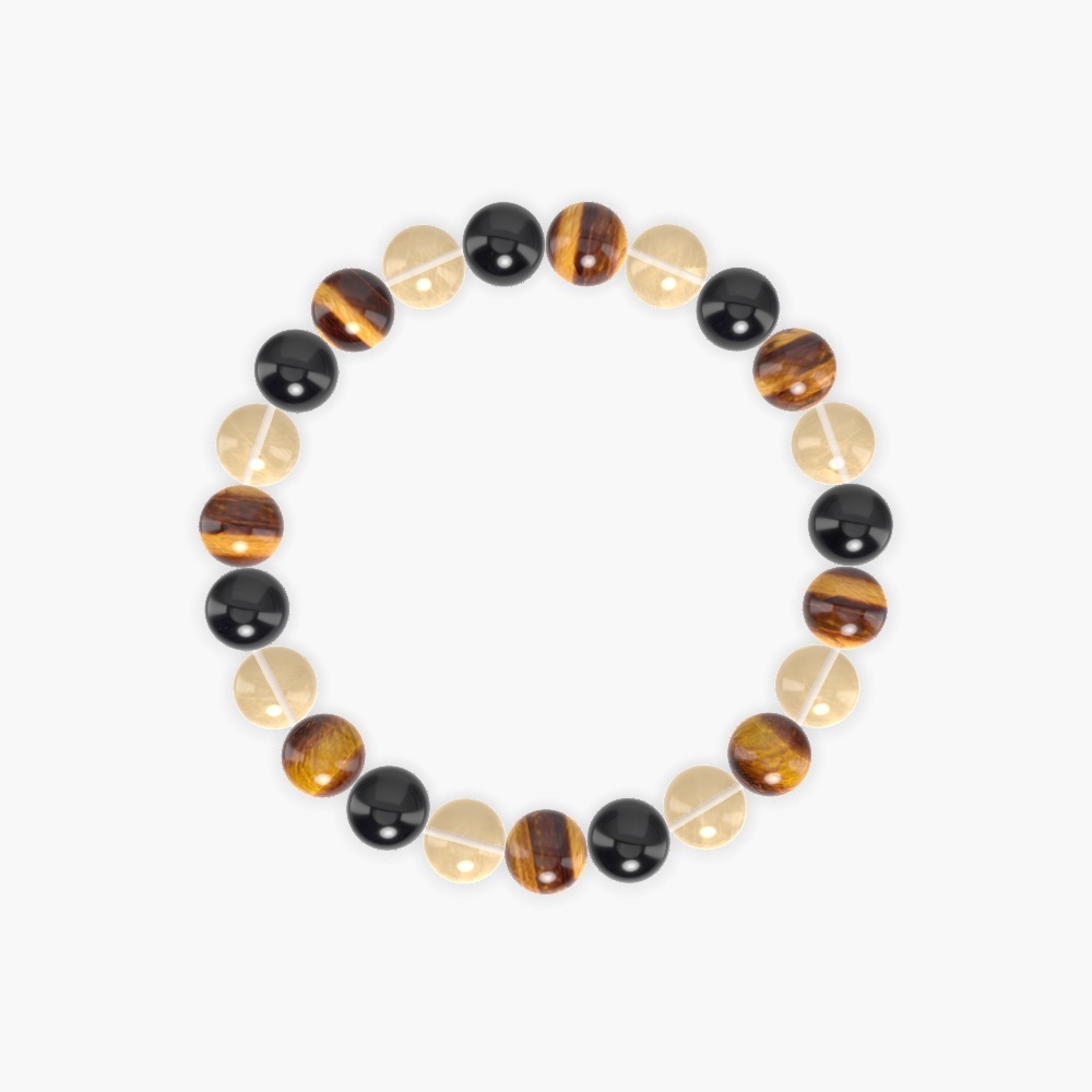 Tiger Eye, Citrine and Black Tourmaline Bracelet