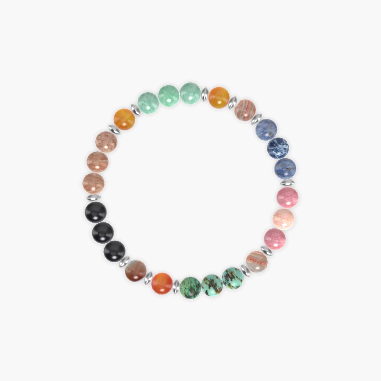 African Turquoise, Sardonyx, Rhodonite and more Gemstone Bracelet