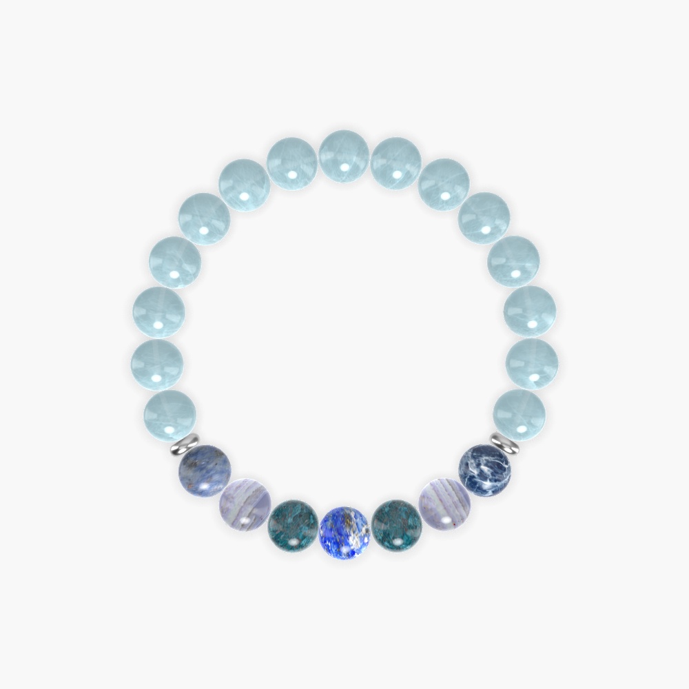 Aquamarine, Apatite, Blue Lace Agate and more Gemstone Bracelet