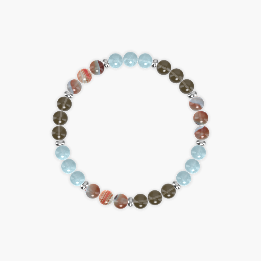 Smoky Quartz, Aquamarine and Sardonyx Bracelet