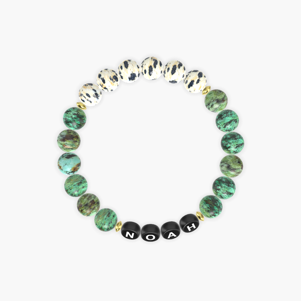 African Turquoise and Dalmatian Jasper Bracelet