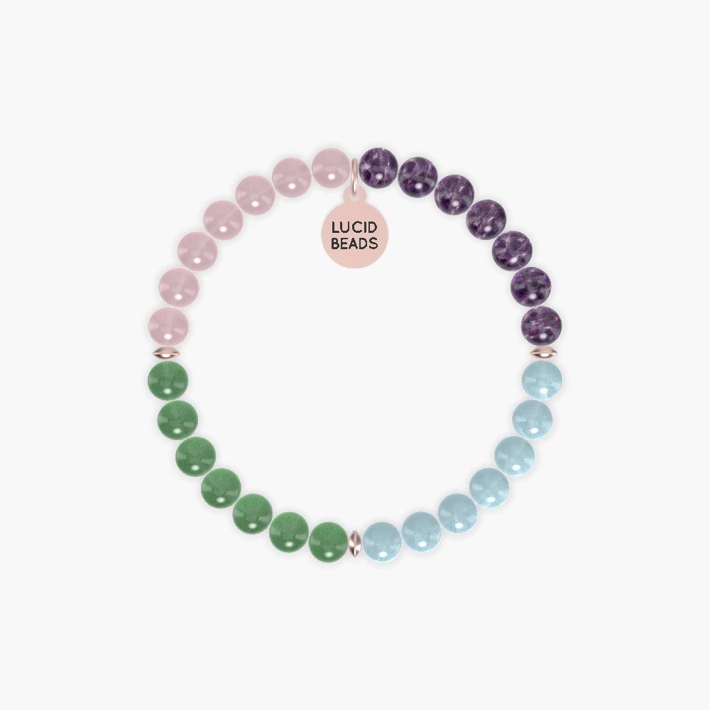 Rare Disease Day Awareness - Amethyst, Rose Quartz, Aventurine, and Aquamarine Bracelet