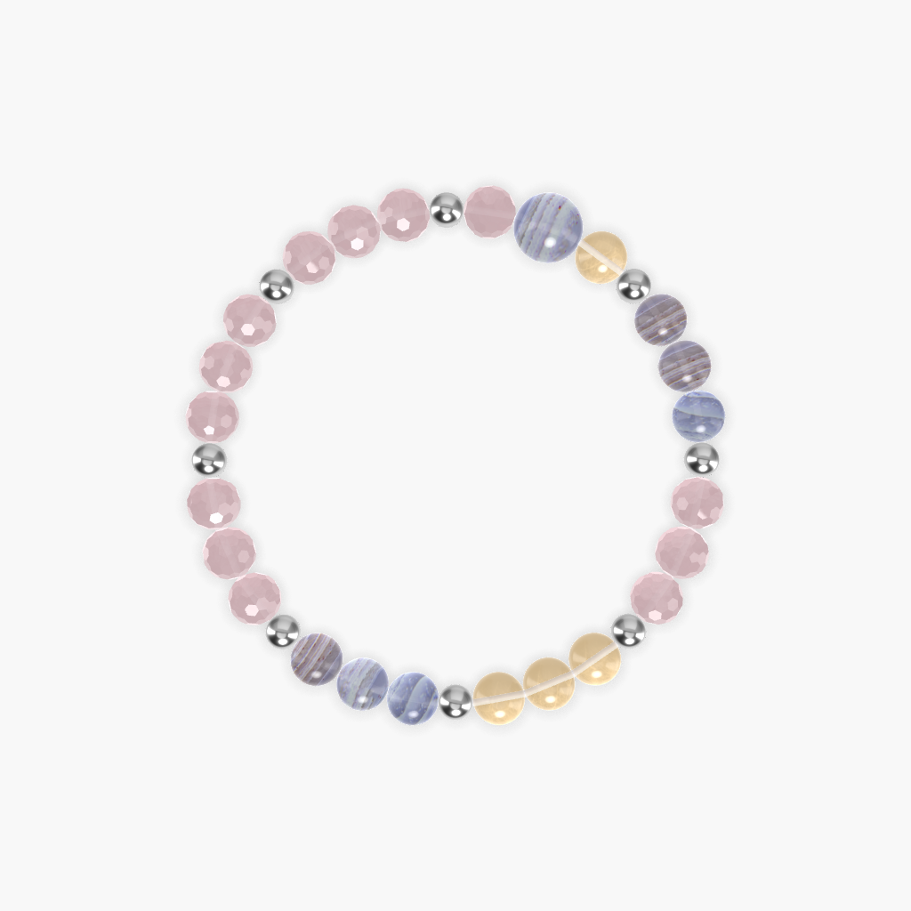 Rose Quartz, Blue Lace Agate and Citrine Bracelet