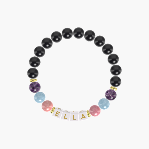 Black Obsidian, Rhodonite, Aquamarine and more Gemstone Bracelet