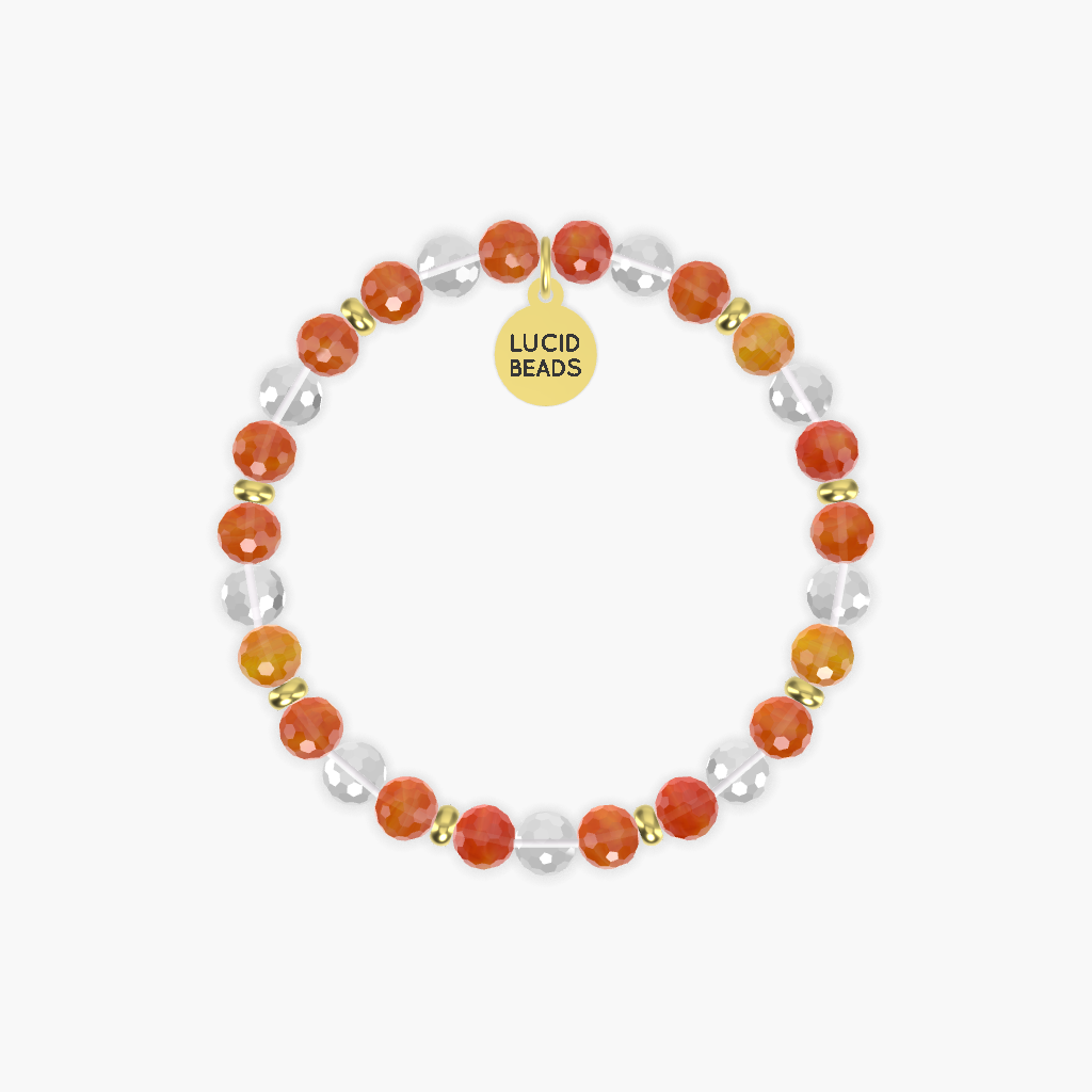 Joyful Harmony - Carnelian and Clear Quartz Bracelet