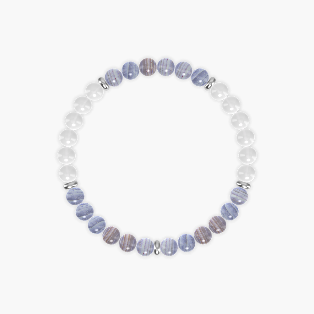 Blue Lace Agate and White Jade Bracelet
