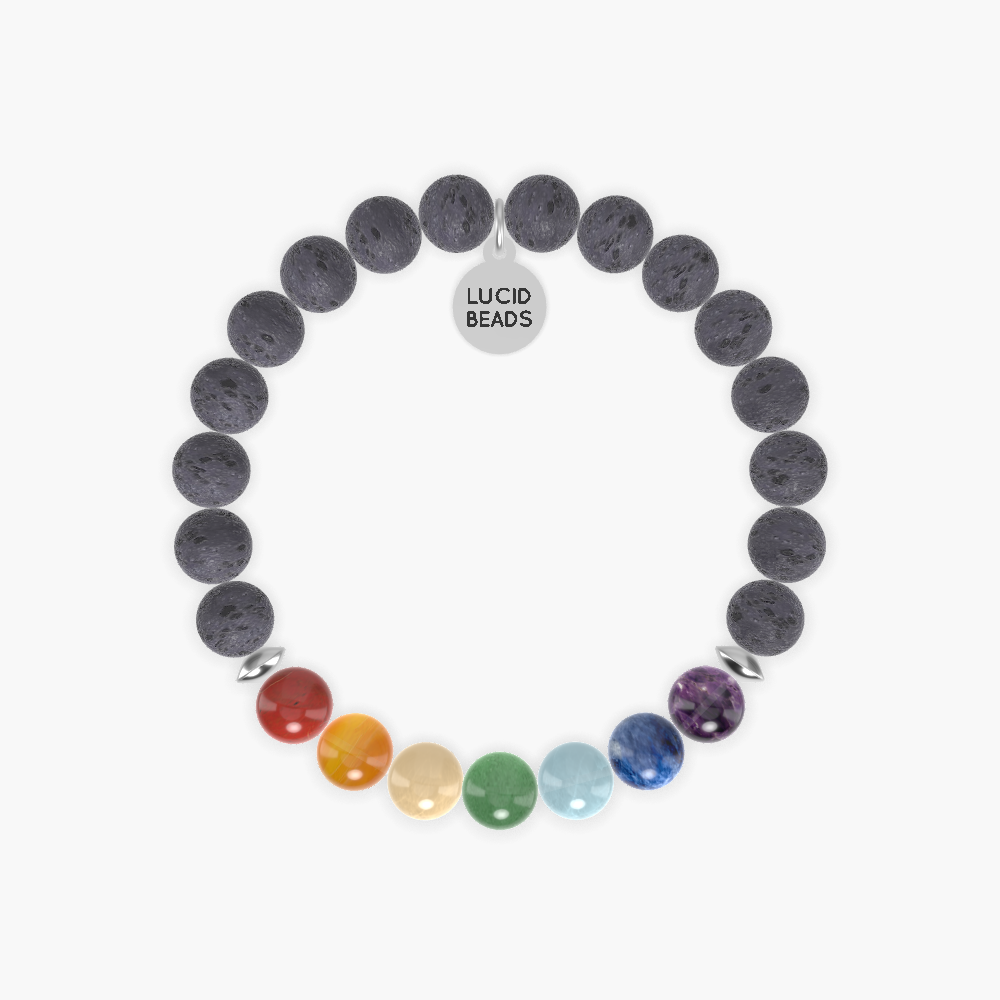 7 Chakra Aromatherapy - Lava Rock, Aventurine, Aquamarine and more Gemstone Bracelet