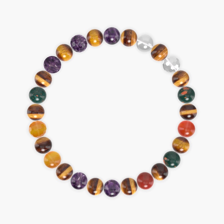 Tiger Eye, Amethyst, Bloodstone and more Gemstone Bracelet