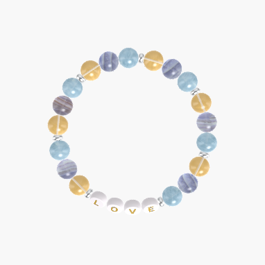 Aquamarine, Blue Lace Agate and Citrine Bracelet