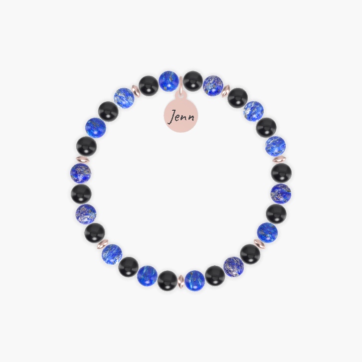 Lapis Lazuli and Black Obsidian Bracelet