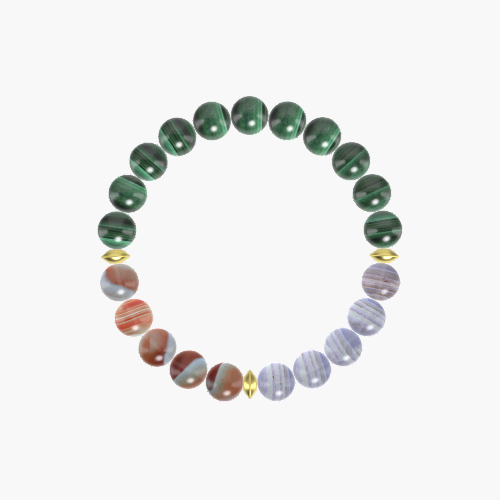 Malachite, Blue Lace Agate and Sardonyx Bracelet