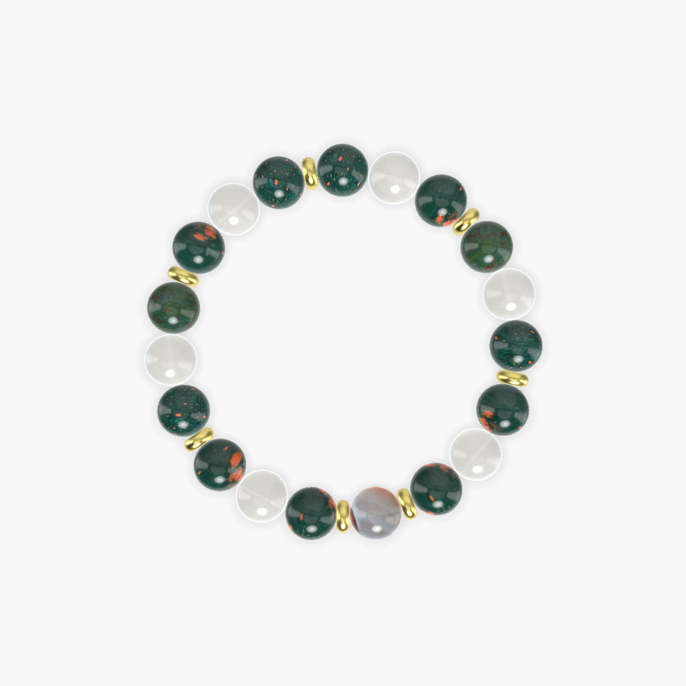 Bloodstone, Moonstone and Sardonyx Bracelet