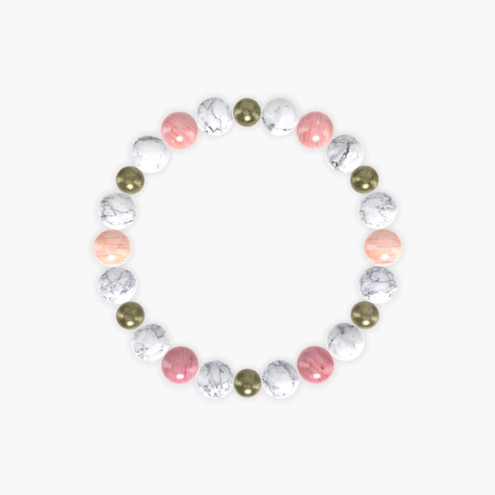 Howlite, Pyrite and Rhodonite Bracelet
