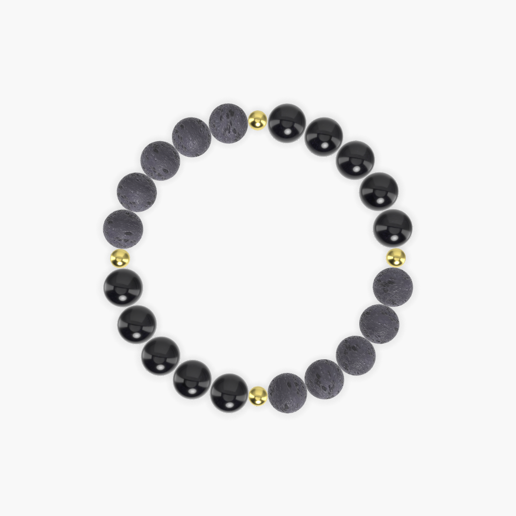 Lava Rock and Black Obsidian Bracelet