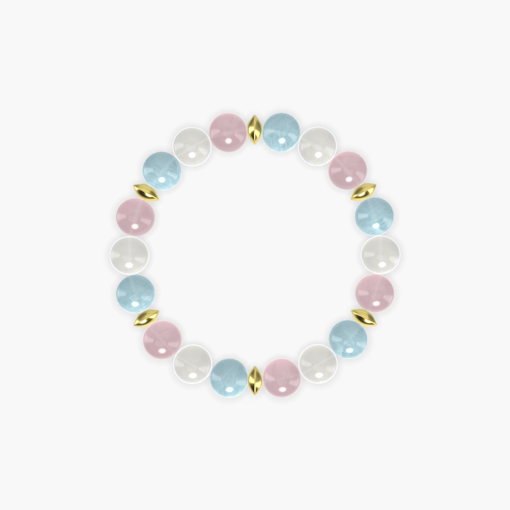 Rose Quartz, Moonstone and Aquamarine Bracelet