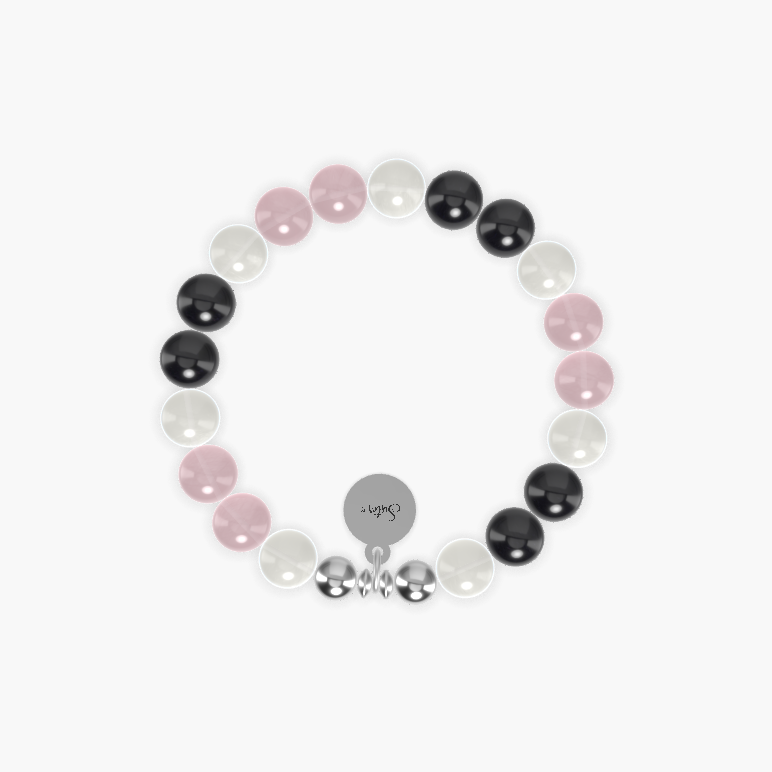 Moonstone, Black Tourmaline and Rose Quartz Bracelet
