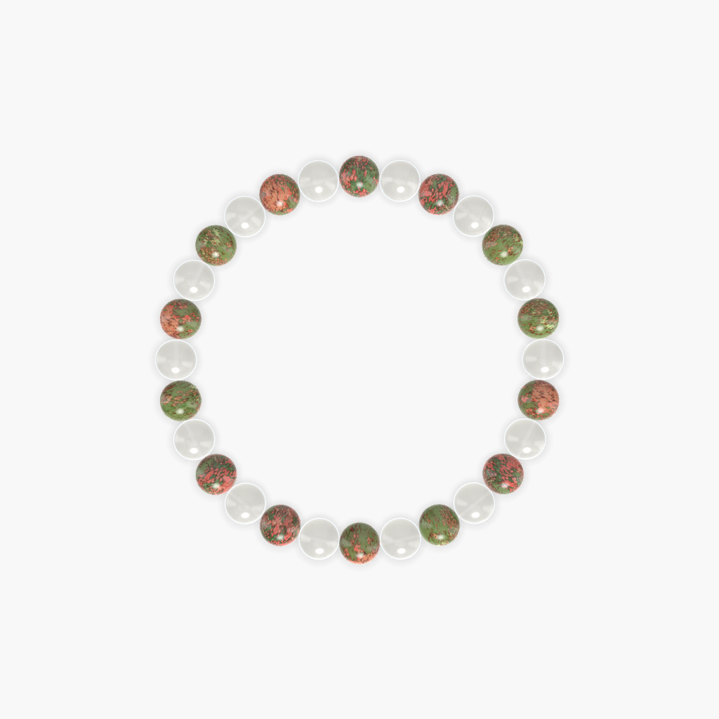 Unakite and Moonstone Bracelet