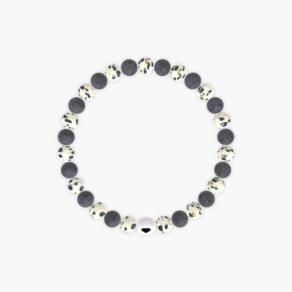 Dalmatian Jasper and Lava Rock Bracelet