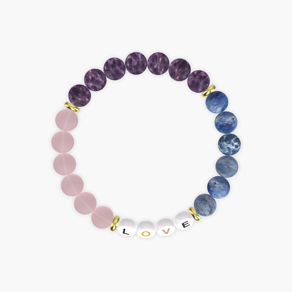 Amethyst, Sodalite and Rose Quartz Bracelet