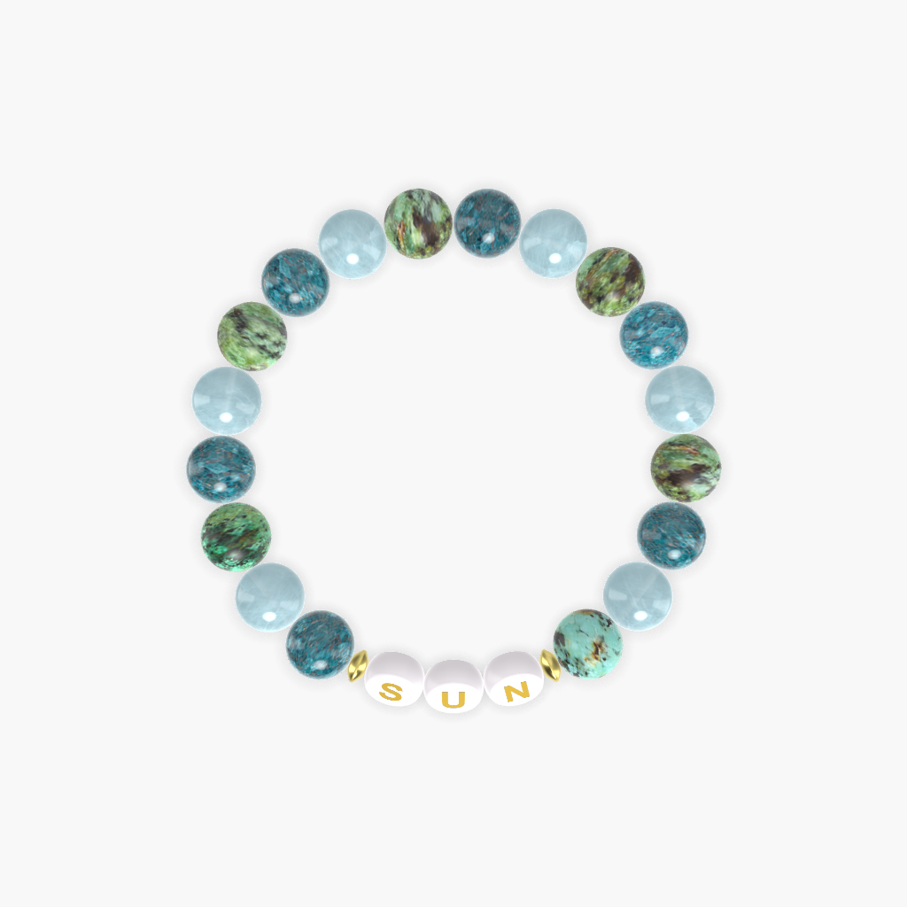 African Turquoise, Aquamarine and Apatite Bracelet