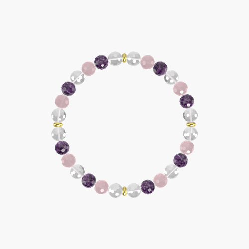 Clear Quartz, Amethyst and Rose Quartz Bracelet