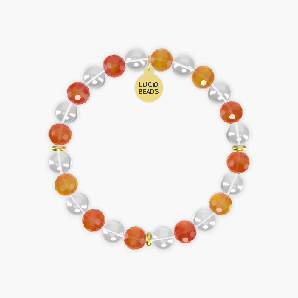 Clear Quartz and Carnelian Bracelet
